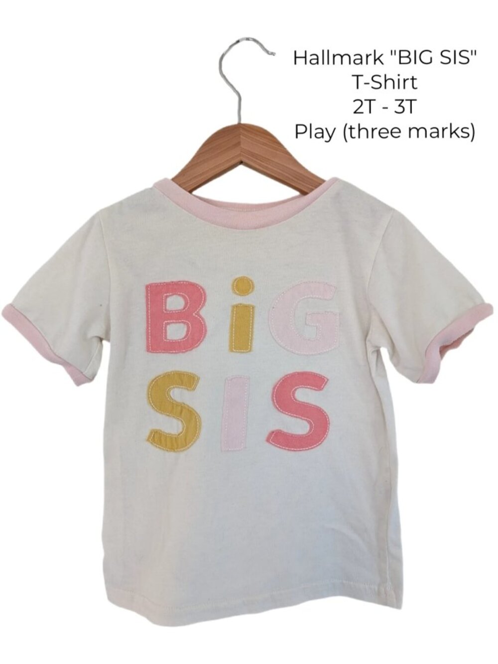 Hallmark "BIG SIS" T-Shirt 2T 3T Girls Tshirt